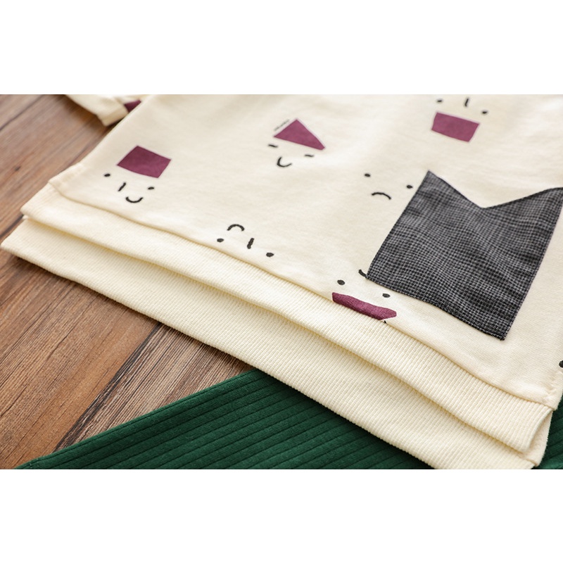 Bộ bé trai & bé gái trắng hình học moimojn