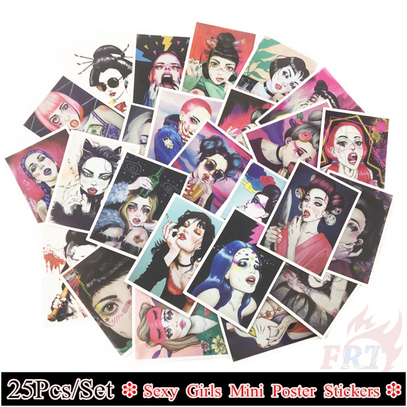 ❉ Sexy Motor Girls Mini Poster Stickers ❉ 25Pcs/Set Mixed Luggage Laptop Skateboard Doodle Stickers