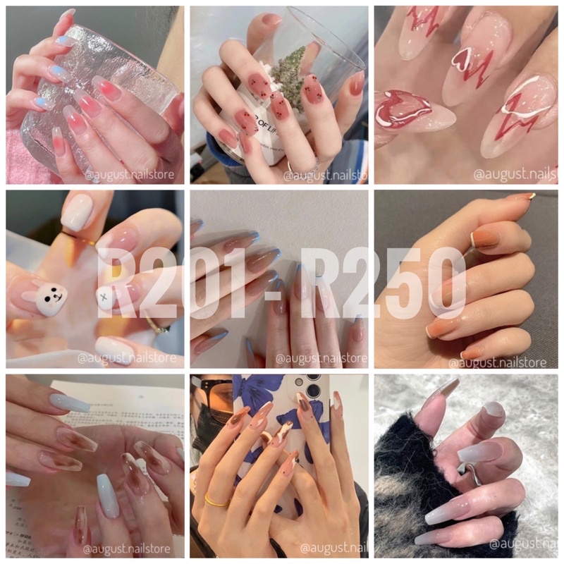 Mã R201 - R250 Set 24 móng tay giả kèm keo dán chuyên dụng