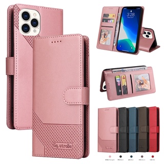 Bao da điện thoại nắp lật có nam châm kiêm ví đựng thẻ có thể làm giá đỡ thích hợp cho For iPhone 13 12 Pro Max