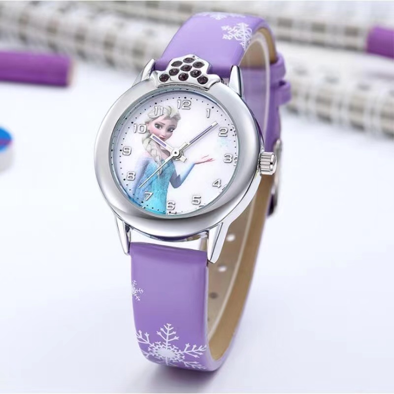 Đồng Hồ Đeo Tay Chống Nước Hình Hoạt Hình Frozen Elsa Anna Dành Cho Bé Gái