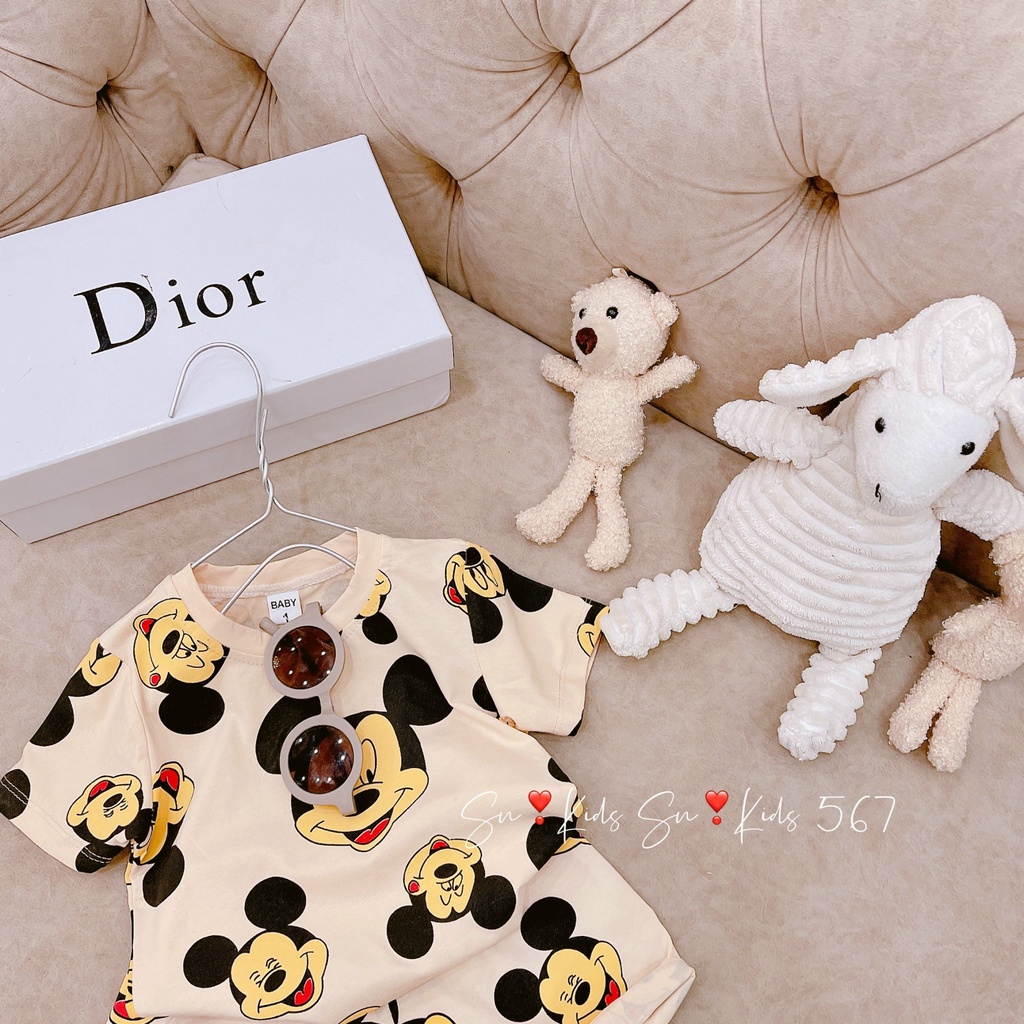 Bộ cộc tay chất Cotton tàu, họa tiết mickey cực đẹp cho bé trai bé gái thoáng mát mùa hè Namkidshop (V543)