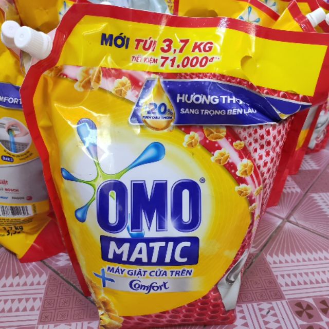 Nước giặt ô mô túi 3.7 kg dành cho máy giặt cửa trên