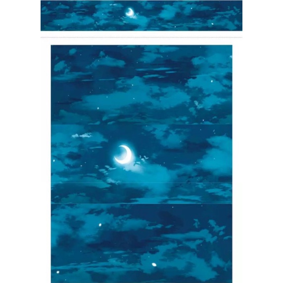 Washi tape 35cm, băng keo dán họa tiết bầu trời, mặt nước nhà OKMT trang trí DIY, làm tranh washi