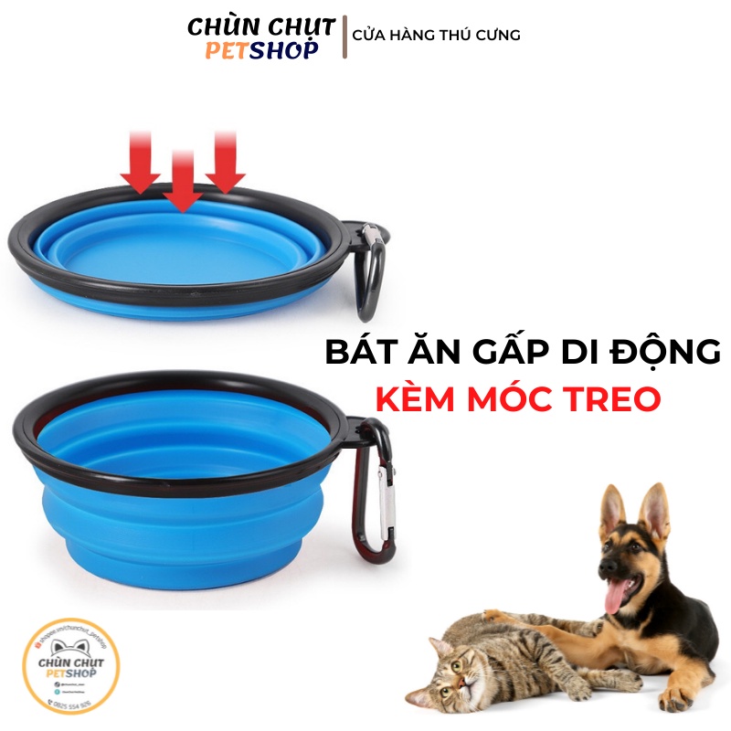 Bát ăn gấp di động cho Chó Mèo có móc treo - ChunChut PetShop