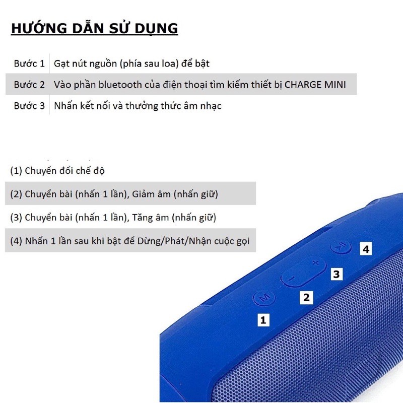 Loa Bluetooth Không Dây Charge 3+  Mini Vỏ Nhôm Âm Thanh Sống Động Hỗ Trợ Khe Cắm Thẻ Nhớ Và USB