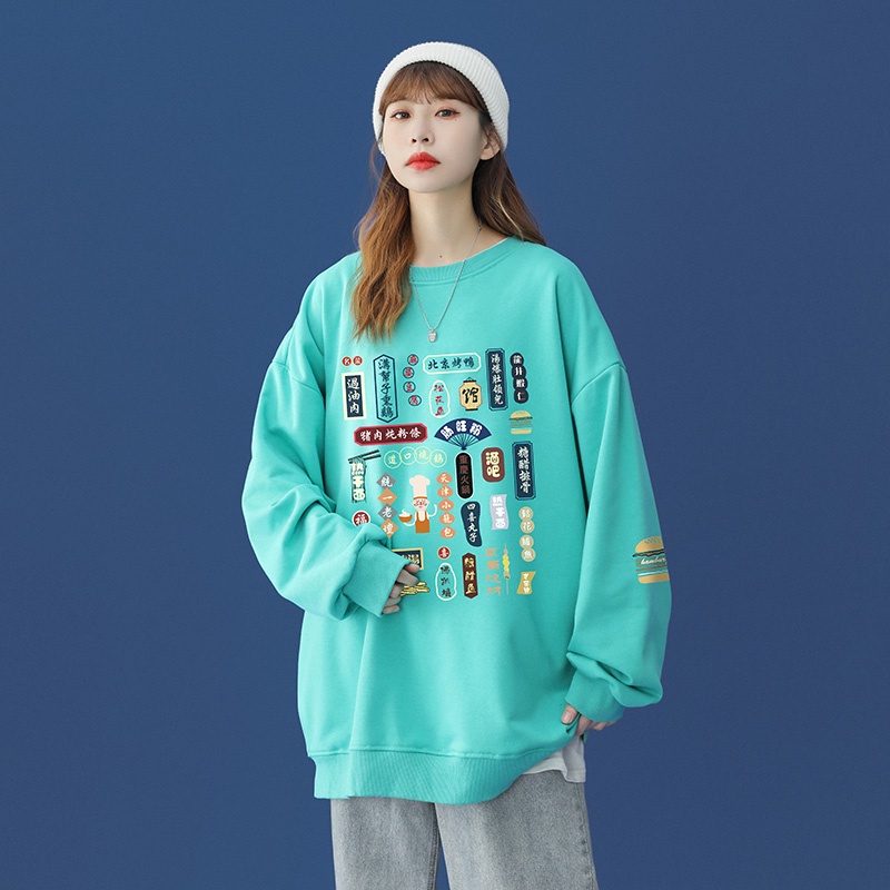 IFNICEFUTURE Hot sell new fashion casual loose print round neck lovers and men long sleeve hoodie top