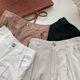 Quần dài nữ | Quần culottes ống rộng, linen lưng thun