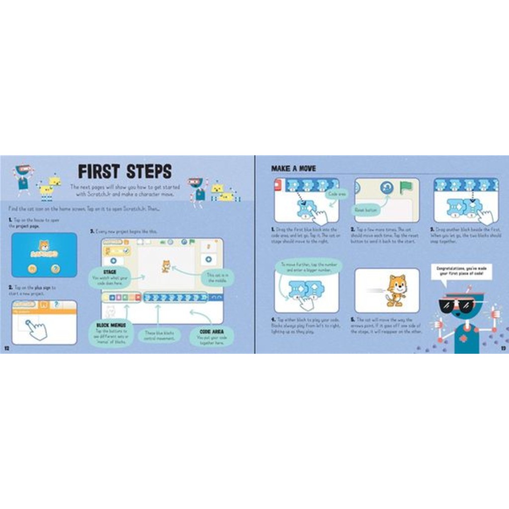 Sách Usborne khoa học cho bé 6-8 tuổi My First Computer Coding Book Using ScratchJr