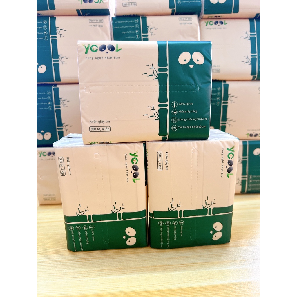 Thùng 30 Gói Giấy Ăn Gấu Trúc YCOOL 300 tờ/ 4 lớp