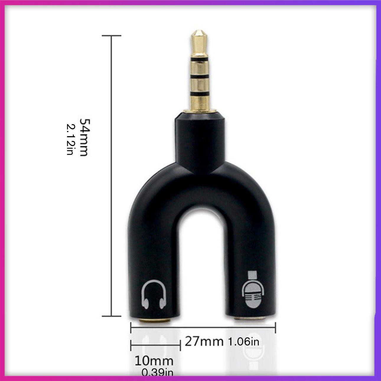 3.5mm Y splitter divides wheat male to double female jack audio headset microphone adapter converter laptop mobile phone black