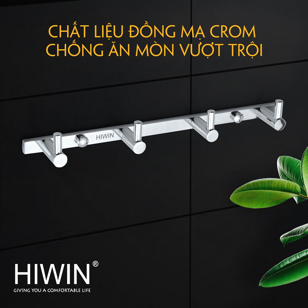 Móc treo quần áo tiện lợi 4 móc chất liệu đồng mạ crom mặt gương HIWIN Y-6302-4