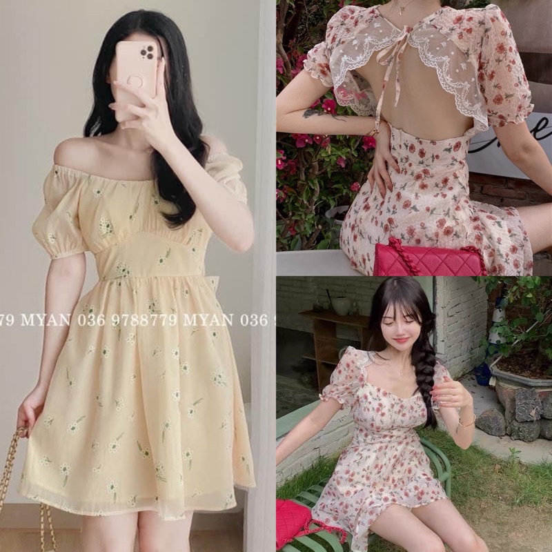 ĐẦM HOA CỔ U HỞ LƯNG (KÈM VIDEO HÌNH THẬT)