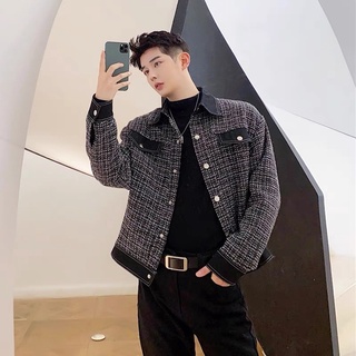 ÁO KHOÁC DẠ TWEED ĐEN CHO NAM (sẵn L) |TAHISHOP| M51