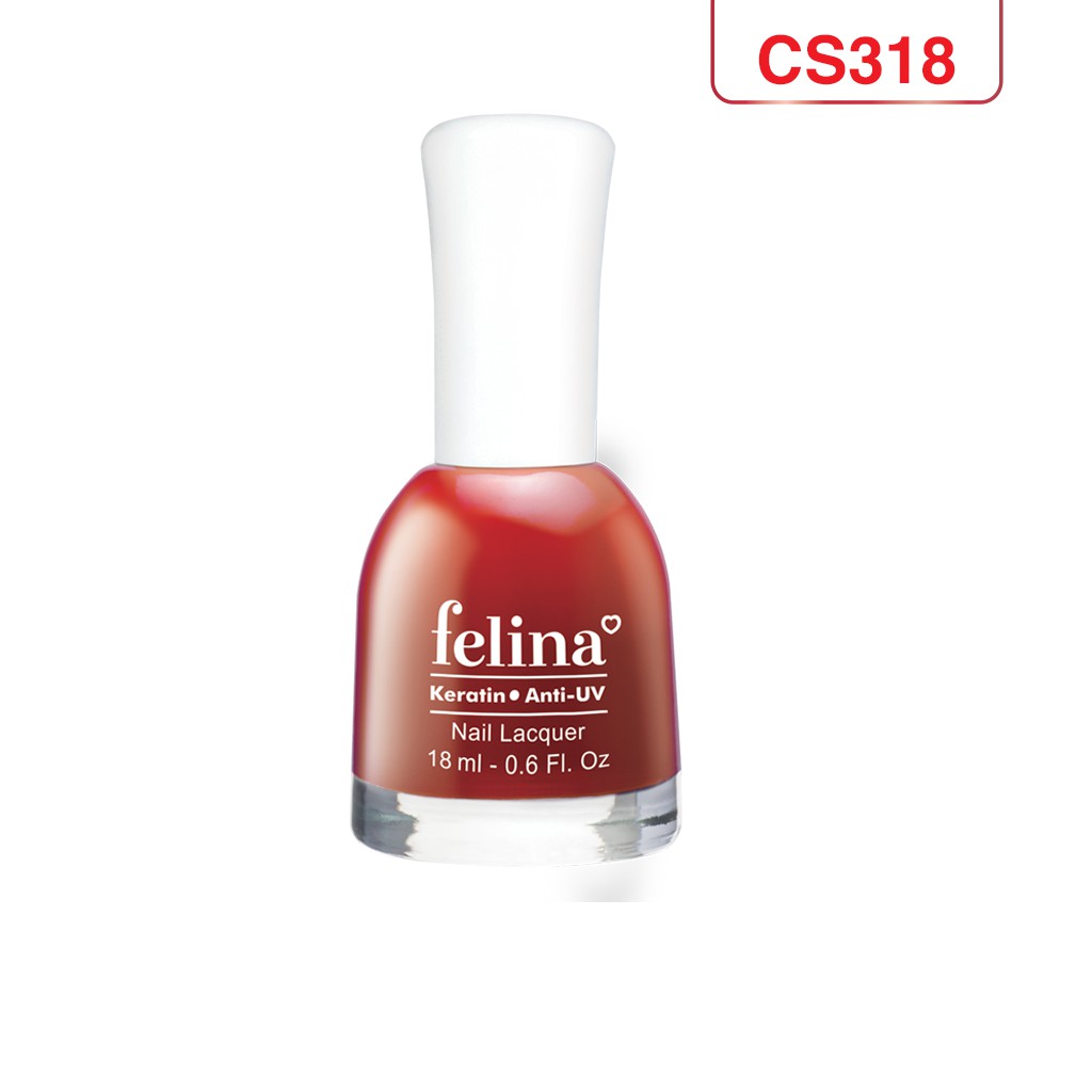 Sơn Móng Tay Màu Đỏ Ớt Cao Cấp FELINA Keratin Anti-UV 18ml #CS318