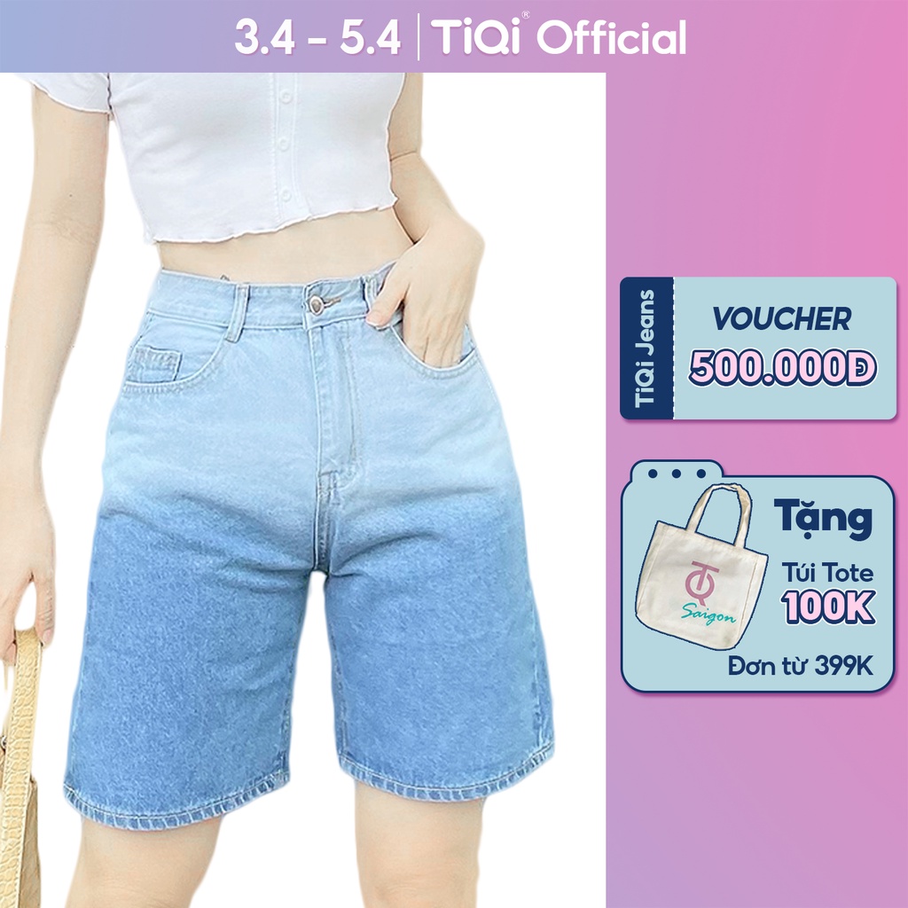 Quần jean ngố nữ màu Ombré Xanh Xám lưng cao TiQi Jeans N210