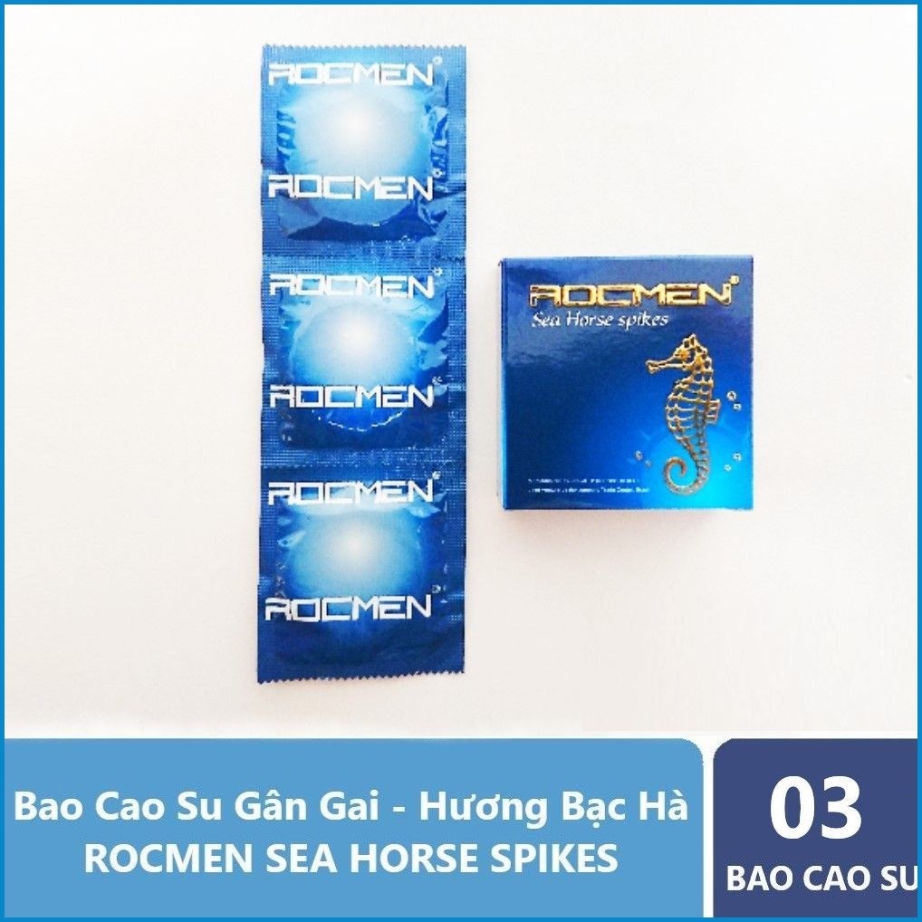 Bao Cao Su Gân Gai Tăng Khoái Cảm Rocmen Brazil Cá ngựa xanh - 03 bao