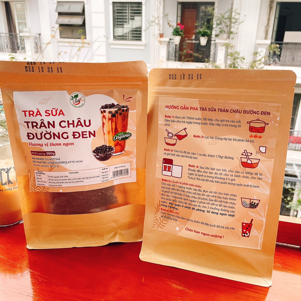 Set Nguyên Liệu Làm Trà Sữa Trân Châu Đường Đen Tặng Kèm Công Thức Nấu Chuẩn Thơm Ngon