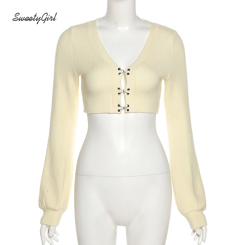 Áo cardigan dệt kim tay dài cổ chữ V màu sắc đơn giản dành cho nữ