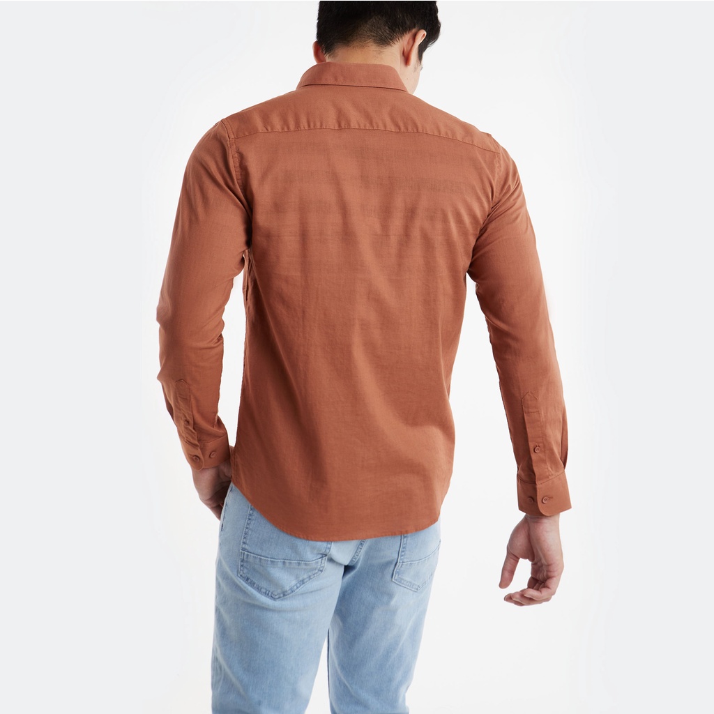 Ninomaxx Áo sơ mi Linen Basic nam tay dài 1912097