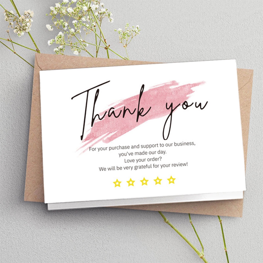 Set 30 Tấm Thiệp Mời Màu Hồng In Chữ Thank You For Your Order