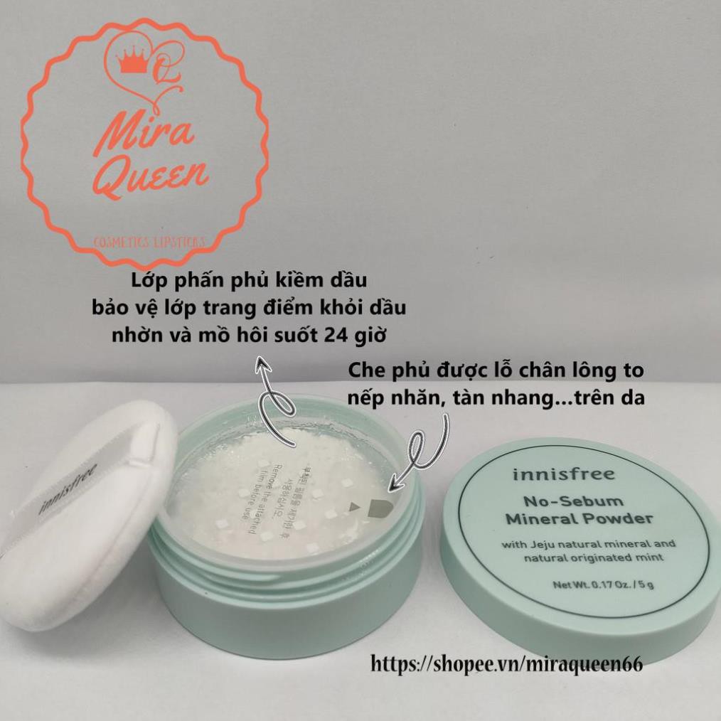 Phấn phủ kiềm dầu, che khuyết điểm Innisfree No-Sebum Mineral, Blur Powder