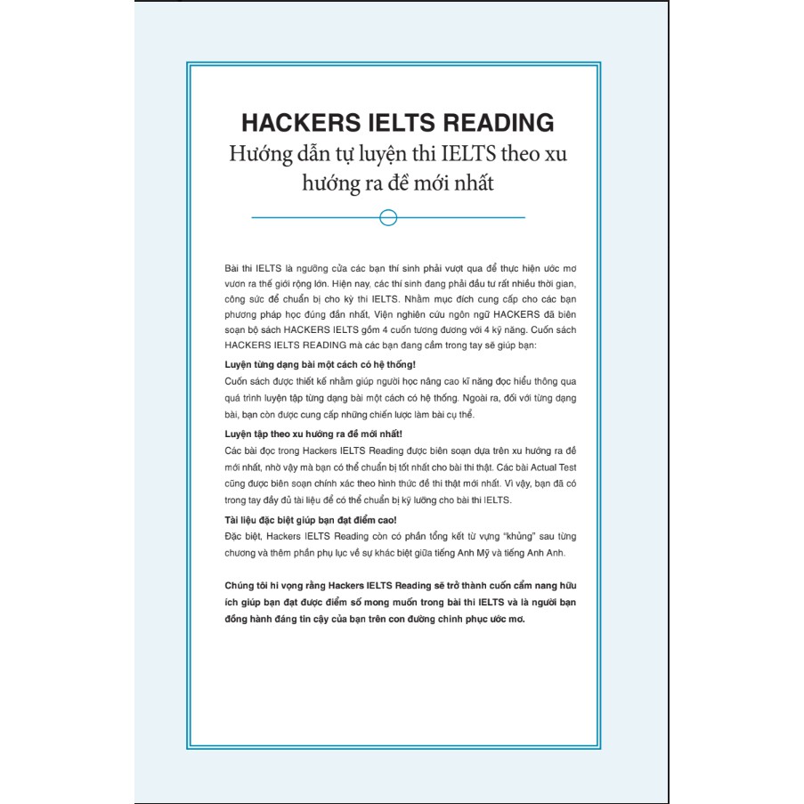 Sách - Combo Trọn Bộ 4 Cuốn Hackers IELTS ( Listening + Reading + Speaking + Writing)