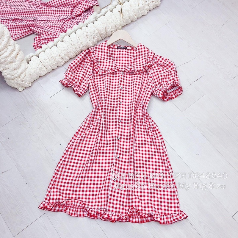 ĐẦM XUÔNG CARO ĐỎ CỔ BÈO D648 ❤ FREESHIP ❤ HÌNH THẬT 100% SHOP TỰ CHỤP