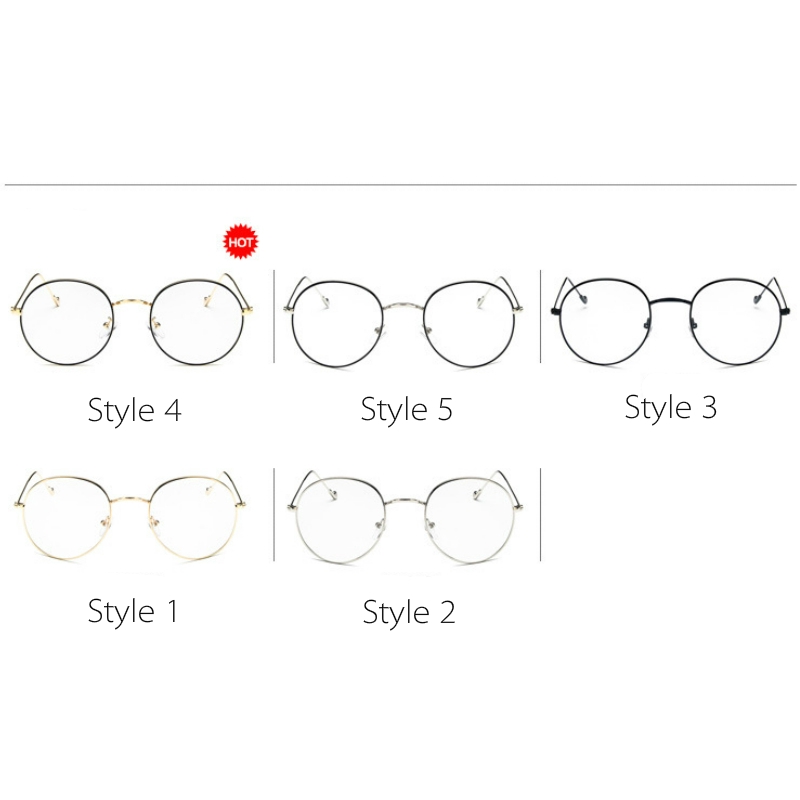 Trendy Vintage Round Frame Clear Lens Women Men Computer Glasses