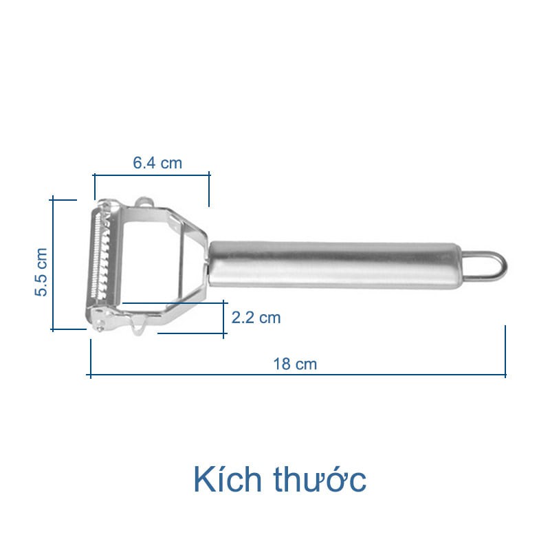 NẠO CỦ QUẢ CẦM TAY 3IN1 BẰNG INOX BẠC CÓ 2 LƯỠI CHÍNH TÍCH HỢP BÀO SỢI