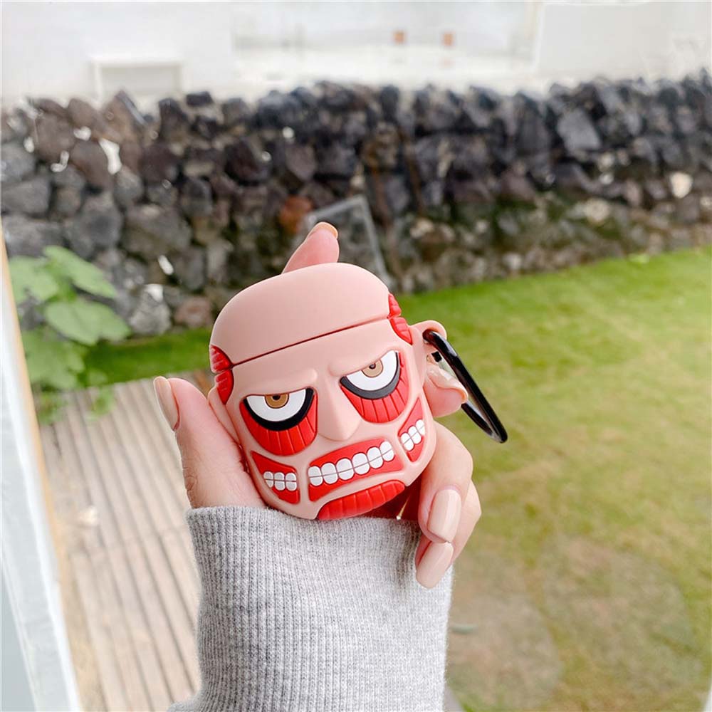 Vỏ Bảo Vệ Hộp Sạc Tai Nghe Airpod 1 2 Bằng Silicon Hình Attack on Titan 3D Dễ Thương