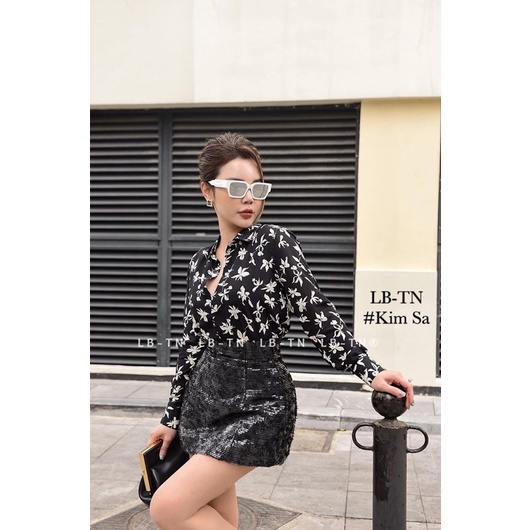 CHÂN VÁY KIM SA ĐEN DÁNG A QUẢNG CHÂU LOẠI 1 MS23781 (M3-4)