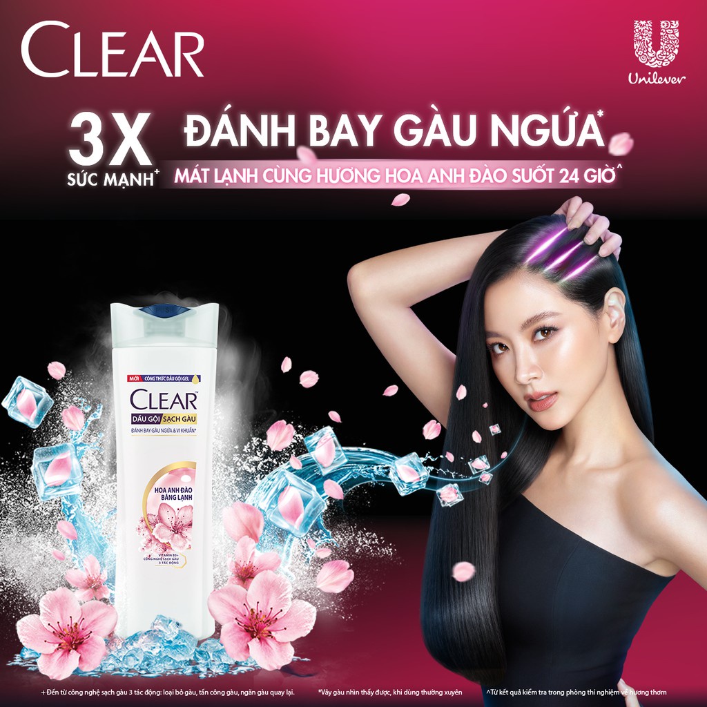 Dầu Gội Clear Hoa Anh Đào Băng Lạnh Sạch Gàu (Mới) 630g