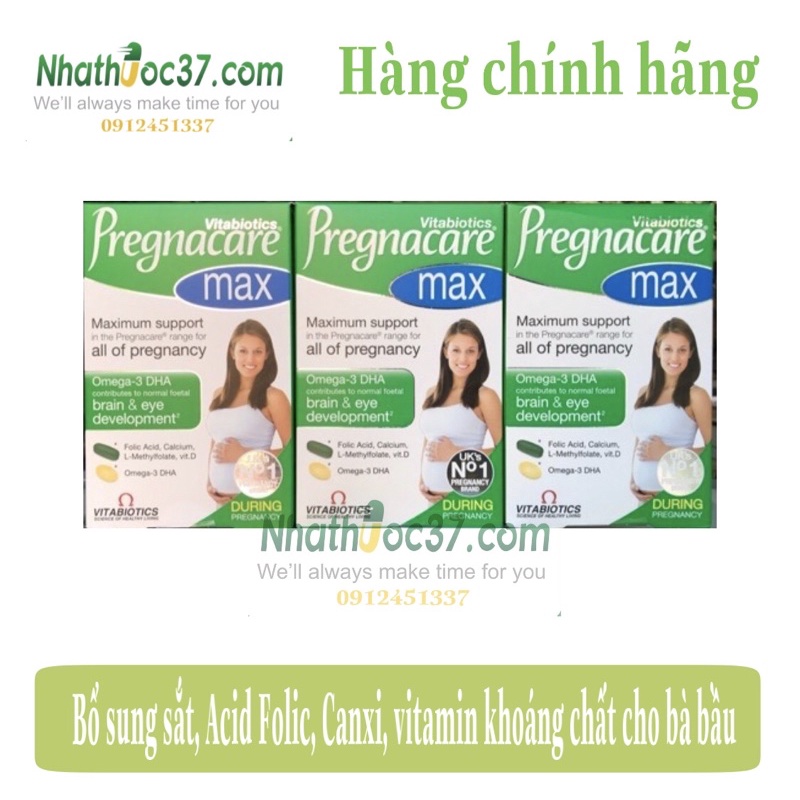 Vitamin Pregnacare Max 84 Viên bổ sung sắt, canxi, acid folic, Dha cùng các vitamin khoáng chất thiết yếu cho bà bầu