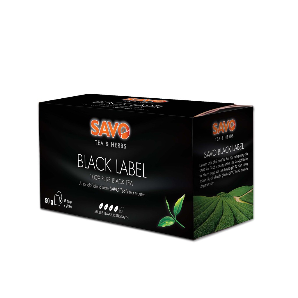 Trà SAVO Black Label (Black Label Tea) - Hộp 25 Gói x 2g