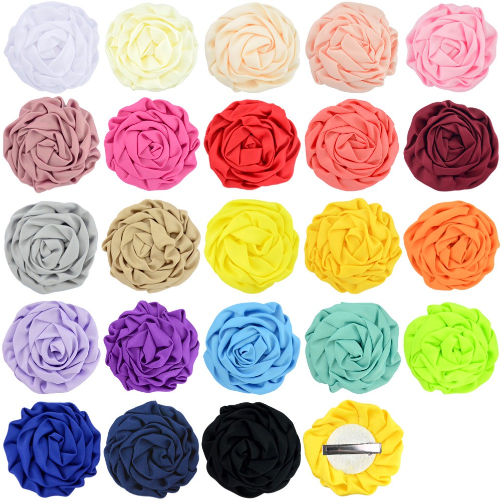Kẹp tóc hình nụ hoa hồng bằng lụa và satin cổ điển 8 cm LINK 2/2