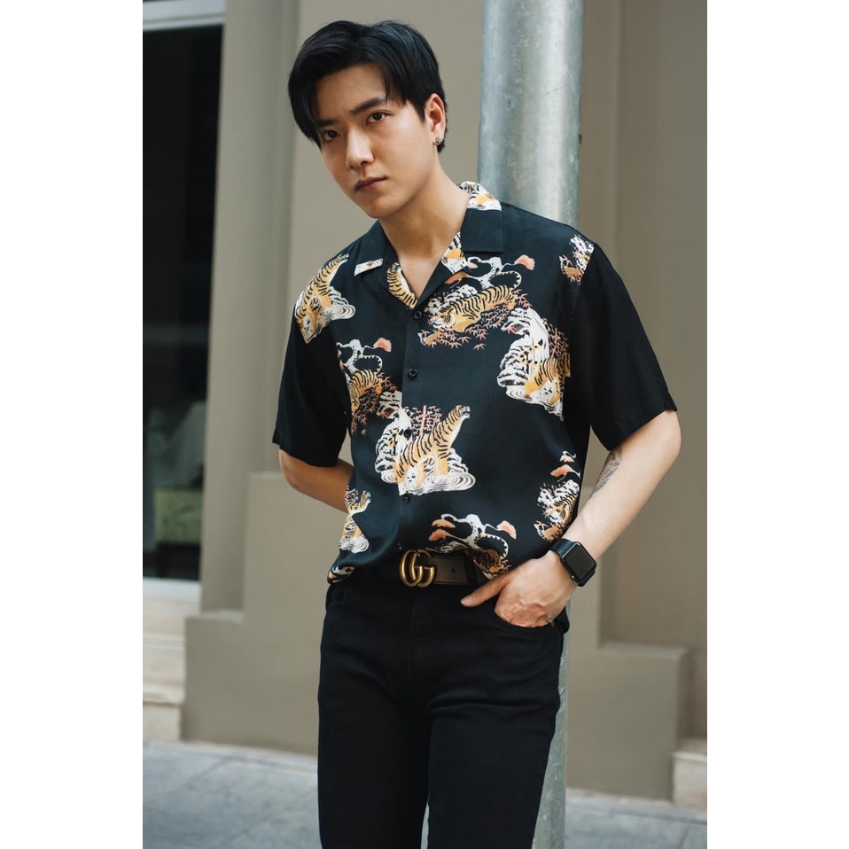 Áo sơ mi Amand Ink Wash Tiger Cuban Shirt