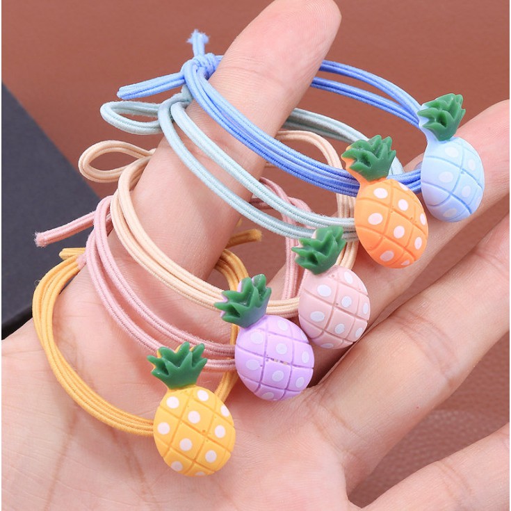 Combo 10 - Dây Thun Cột Tóc Thiết Kế Hình Trái Thơm Màu Kẹo Dễ Thương Cho Bé Gái