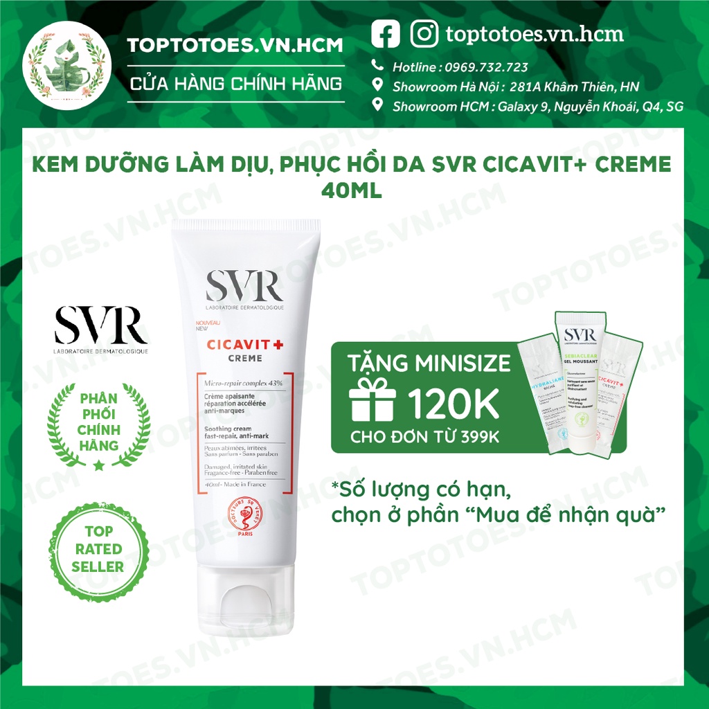 Kem dưỡng làm dịu, phục hồi da SVR Cicavit+ Creme 40ml [NHẬP KHẨU CHÍNH HÃNG 100%]