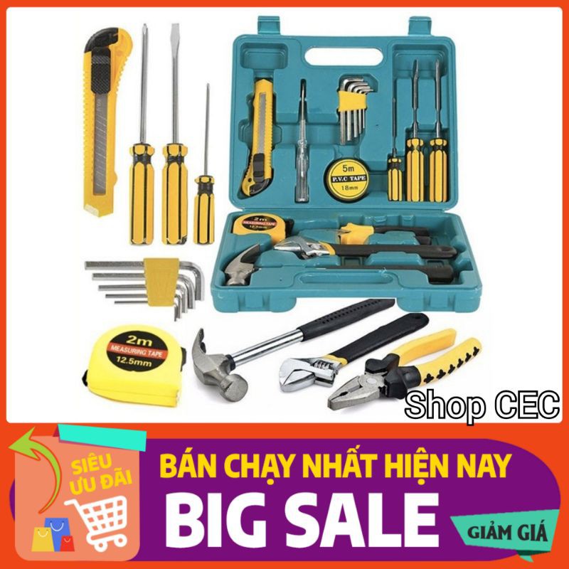 Bộ dụng cụ sửa chữa đa năng dành cho gia đình gồm 15 chi tiết kèm hộp đựng [CEC Store]