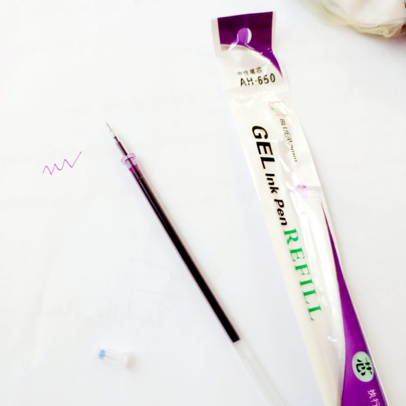 100 ruột bút tím học sinh tiểu học thay bút gel cute, ruột bút xanh đen đỏ thay bút chữ A