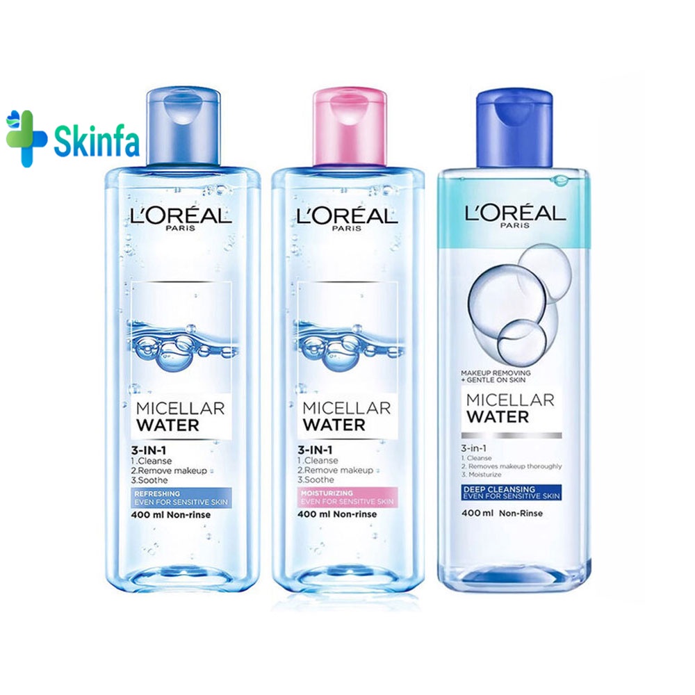 Nước Tẩy Trang Cho Mọi Loại Da L'oreal Paris 3-In-1 Micellar Water 400ml - Skinfa