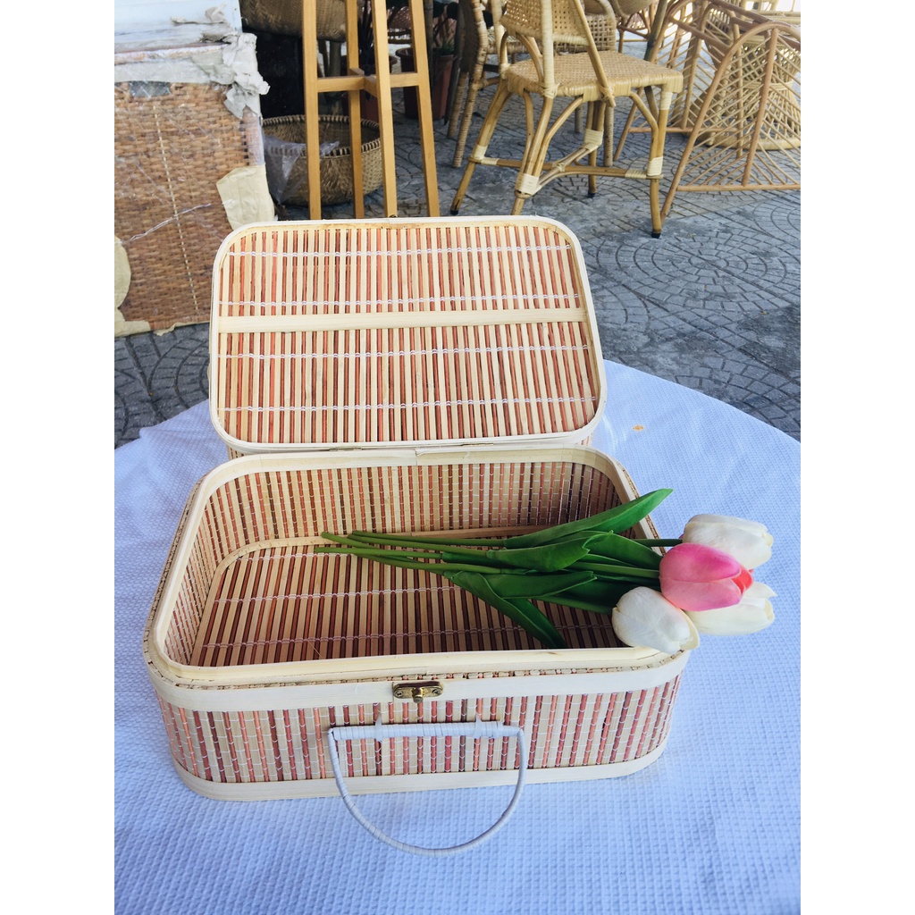 Valy/ vali mây làn tế, trang trí, decor nhà cửa, giỏ picnic, chụp hình studio Có ảnh thật
