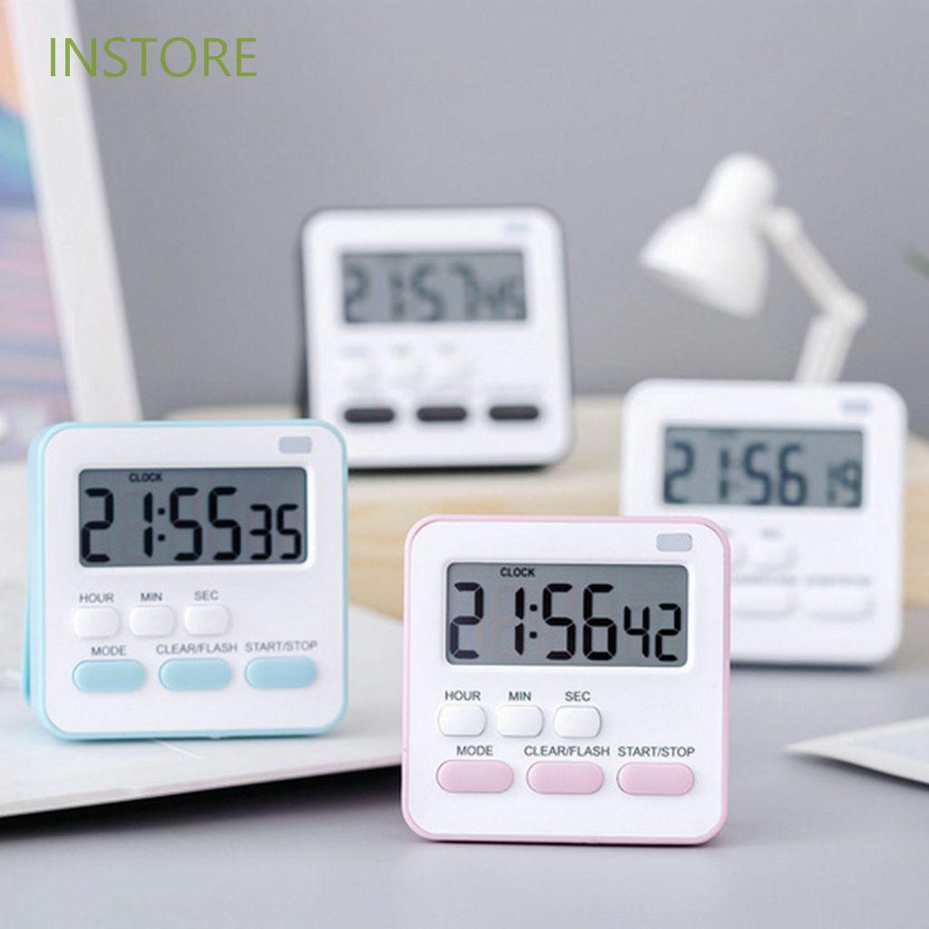 Đồng hồ đếm ngược kỹ thuật số mini có đèn báo thức dùng pin nhiều màu sắc cho nhà bếp