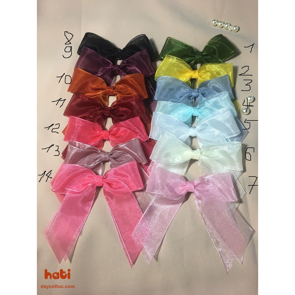 Kẹp tóc nơ voan nhiều màu