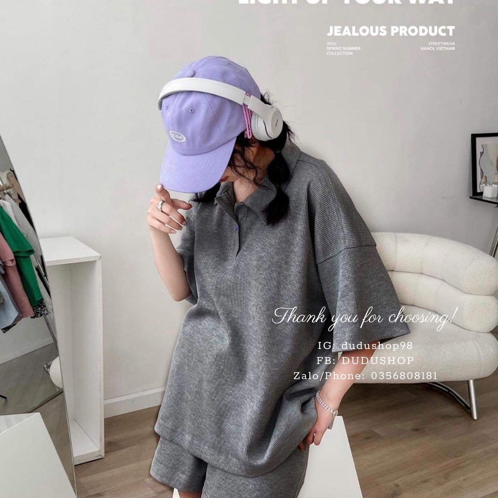 Set polo chất xốp tổ ong thể thao, phong cách