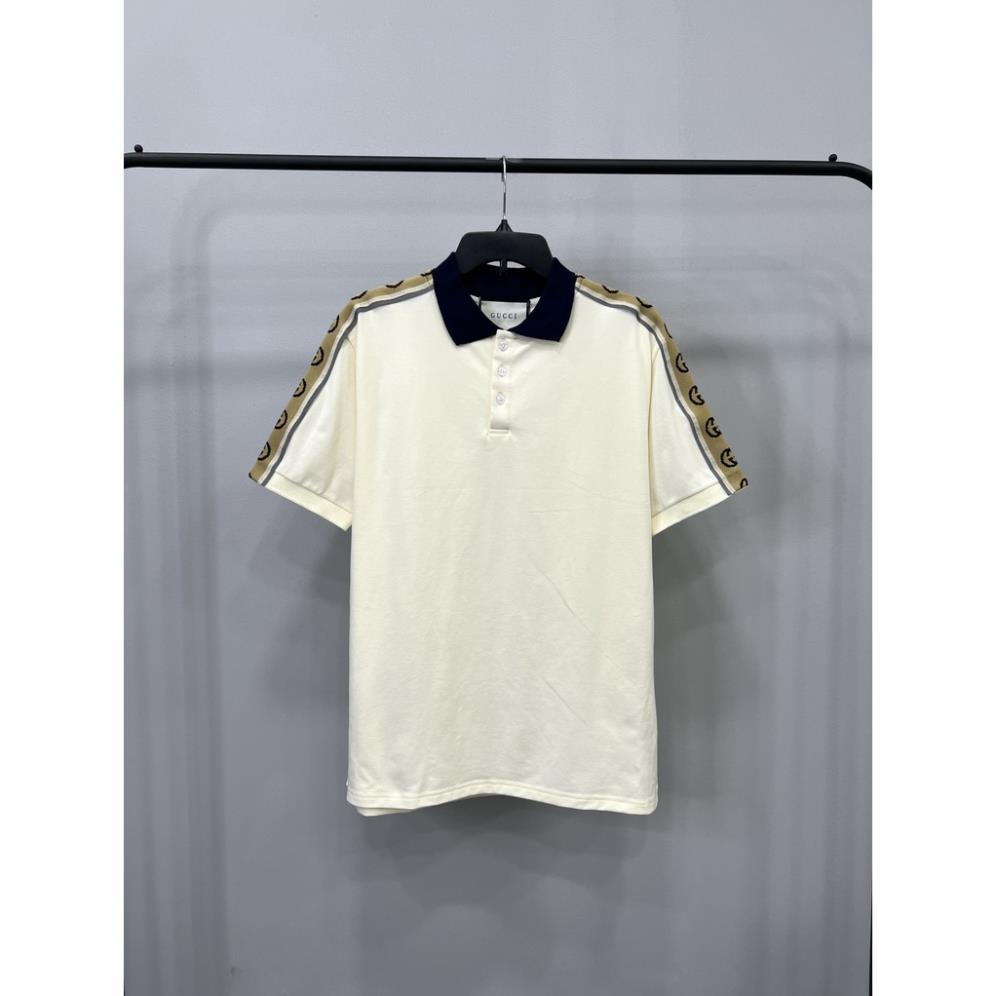 Áo Polo Gu*CCI Monogram Pattern 2 Màu Vải  Cá Sấu Cotton 100%