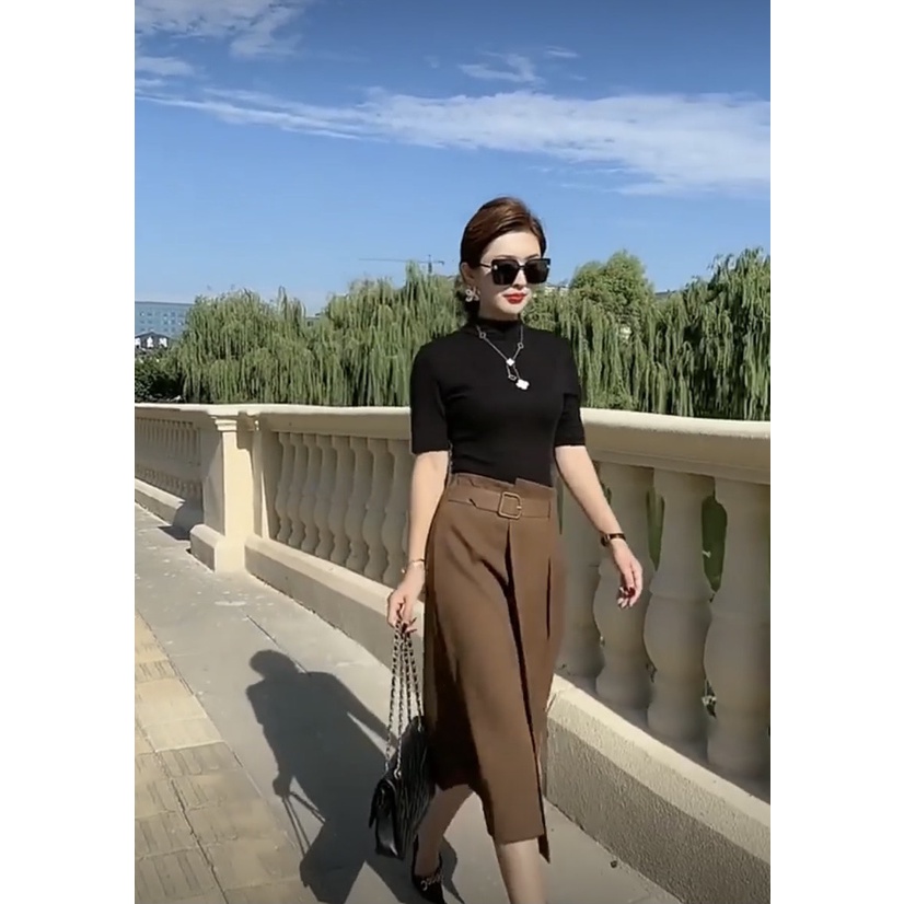 Set Áo Thun Ngắn Tay + Chân Váy Dài Thời Trang