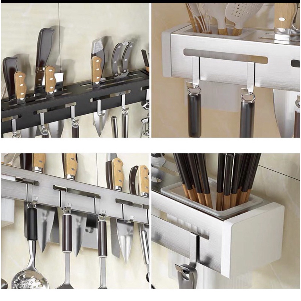 Kệ Để Dao Thớt InoxDán Tường, Giá Để Đồ Dùng Nhà Bếp Đa Năng Chất Liệu INOX Không Gỉ