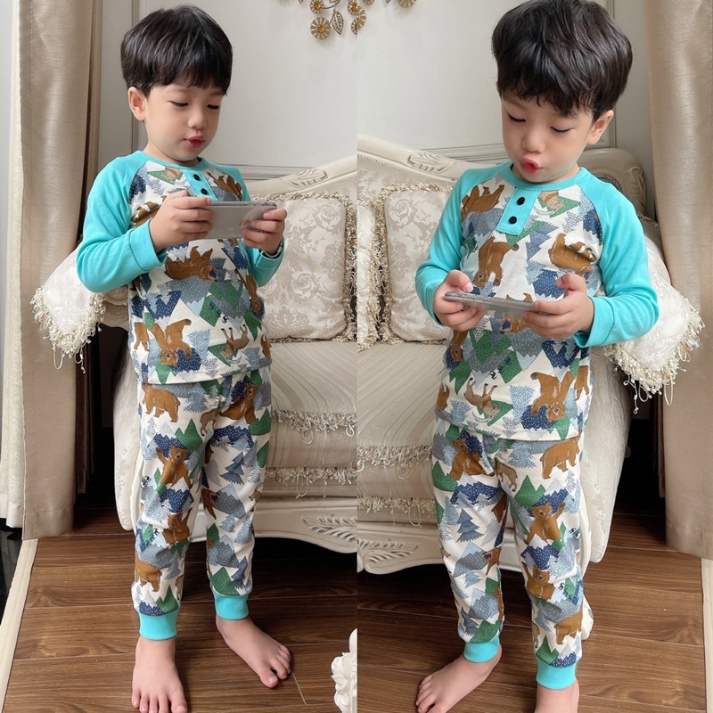 [9kg-24kg] Bộ quần áo cotton dài tay cho em bé trai, bảng màu siêu đẹp [L6]